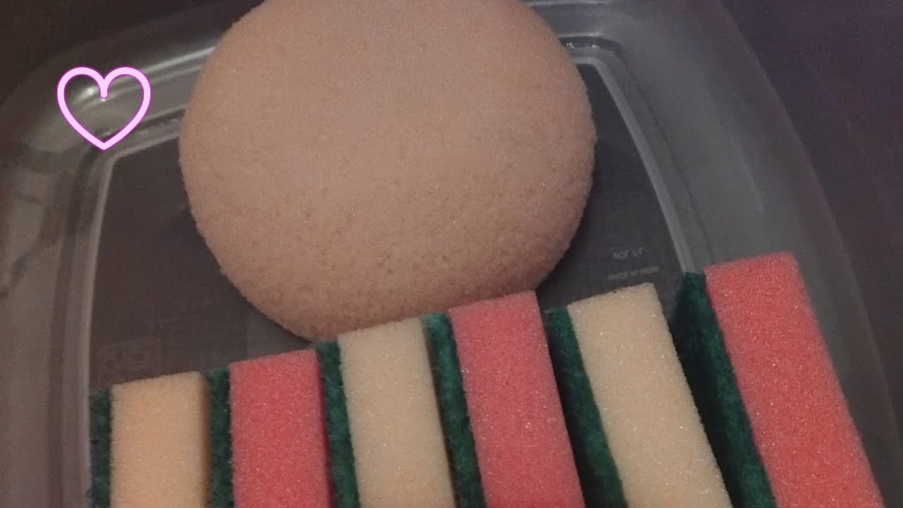 ASMR Dettol Sponge Squeezing and Ripping 💛🩷💚