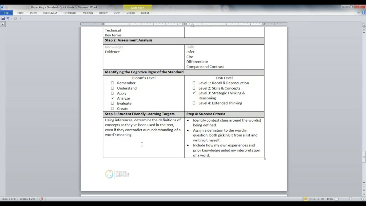 Unpacking Standards Video for the Quality Schools Program