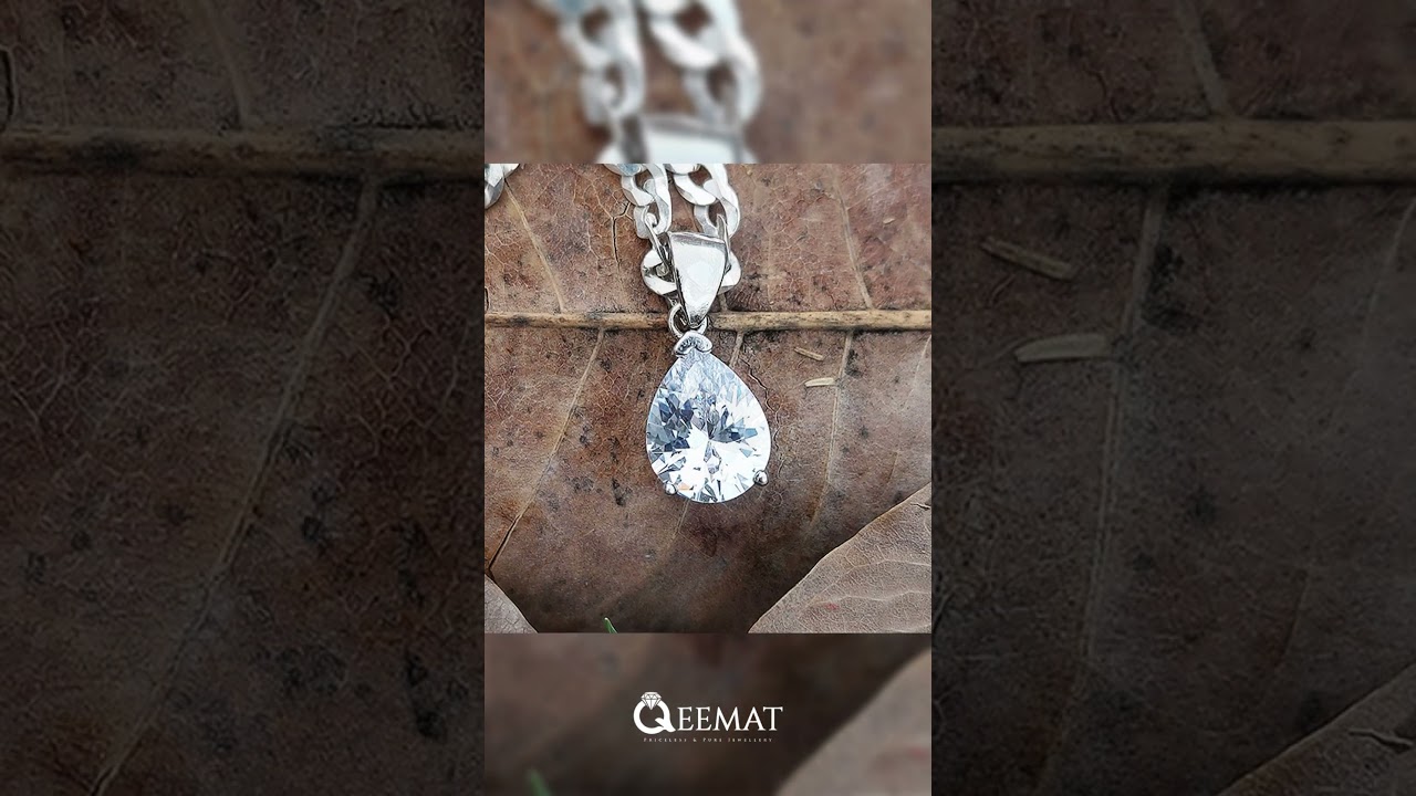 Pear Shape Zircon Necklace Made of Sterling Silver for Women