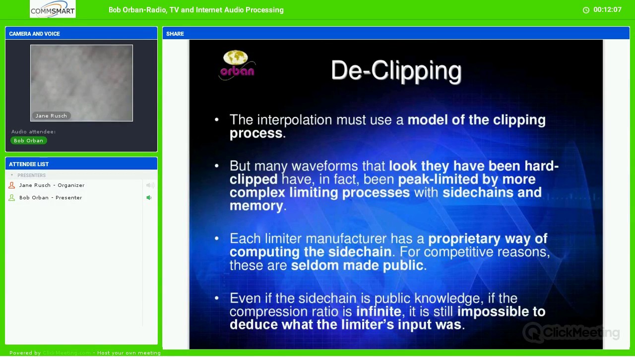 Bob Orban Audio Processing webinar hosted by CommSmart