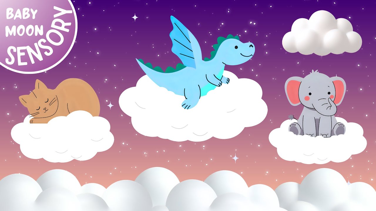Baby Sensory Video for Relaxation | Cute Animals & Dreamy Clouds | Calming Baby Music