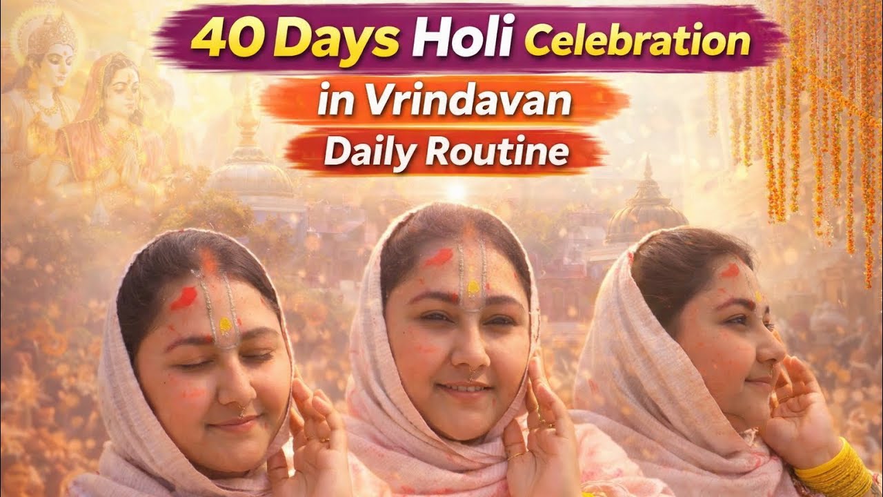 40 days holi celebration in Vrindavan daily routine😍 #priyankapanditofficial6820 #Vrindavan #radhe