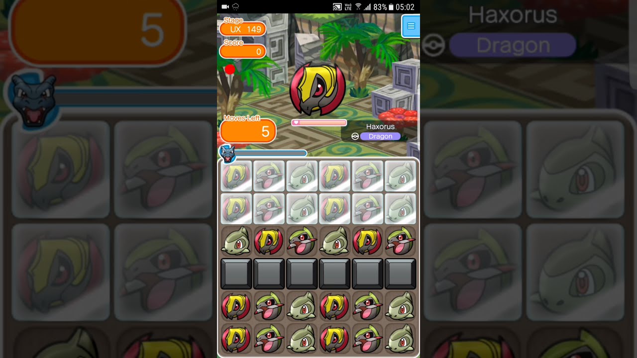 Pokemon Shuffle Mobile UX Stage 149 Haxorus S Rank ITEMLESS『ポケとる スマホ版』