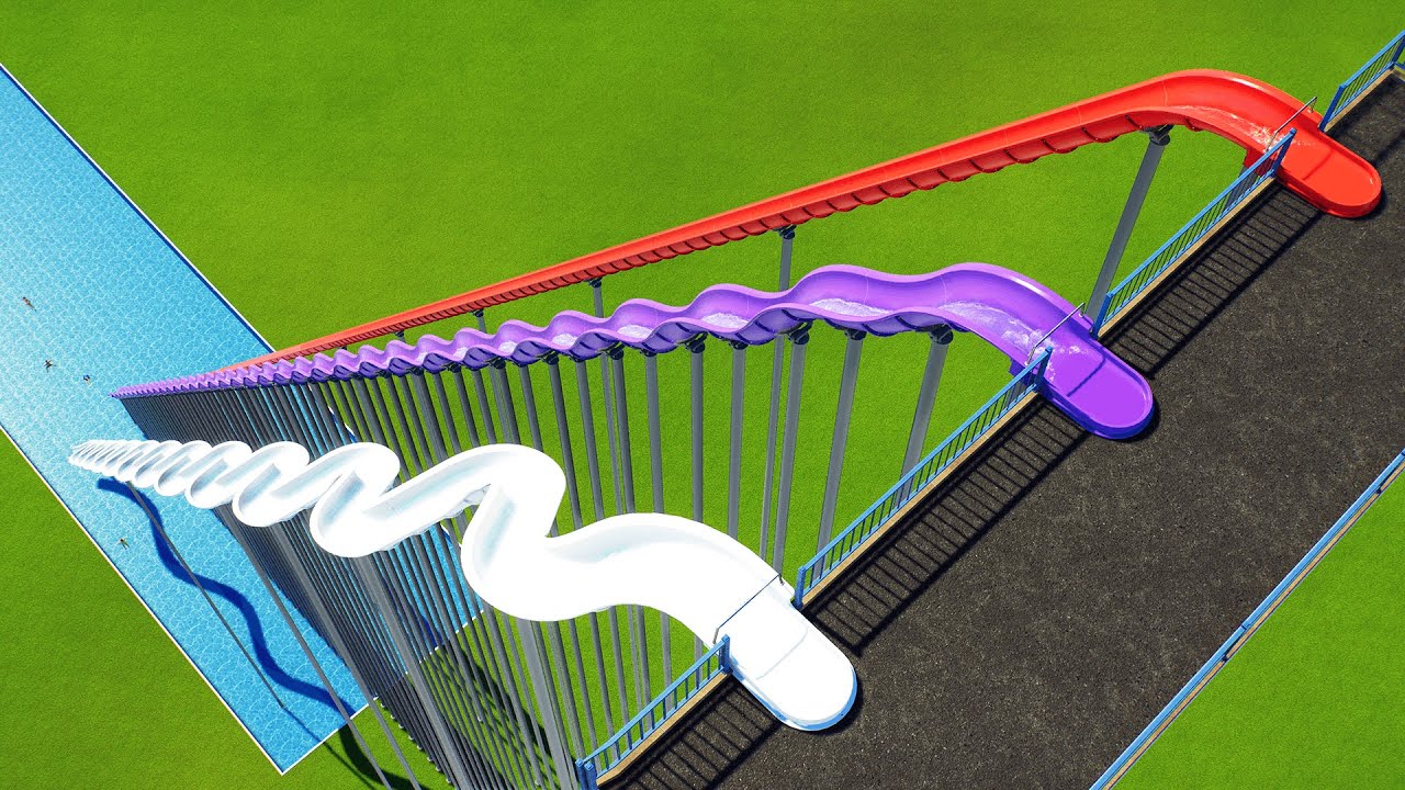 Straight vs Wavy vs ZigZag Water Slide – Planet Coaster 2
