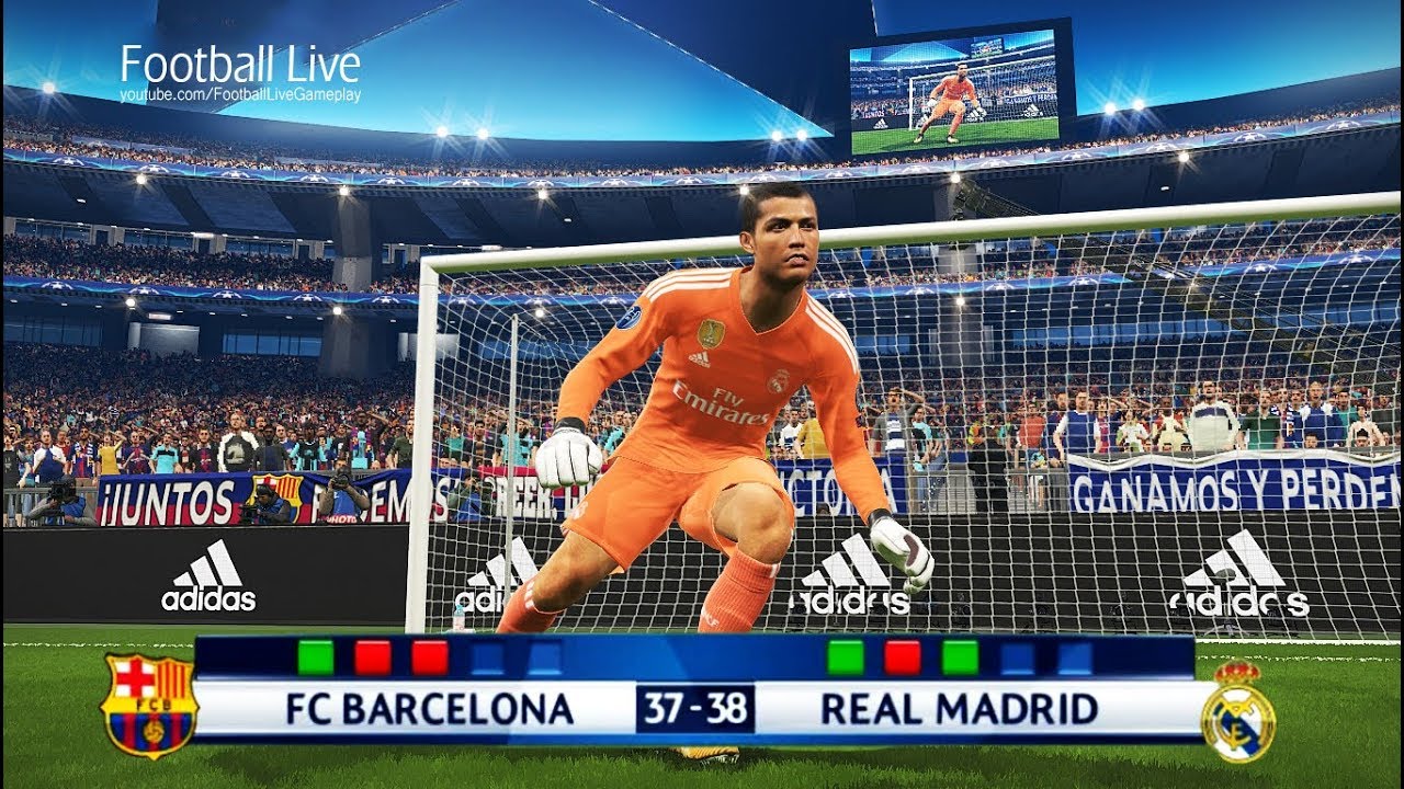 PES 2018 | goalkeeper MESSI vs goalkeeper RONALDO | Longest Penalty Shootout | Barcelona Real Madrid