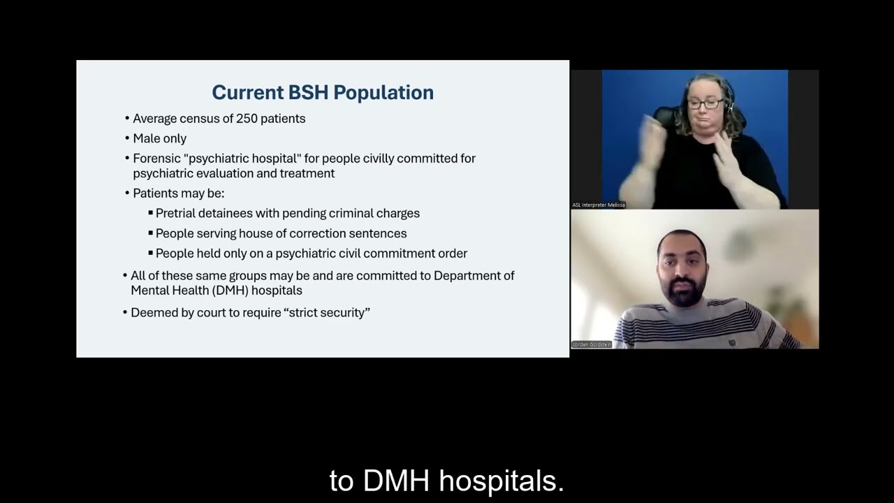 BSH Webinar Series: Care and Treatment at Bridgewater State Hospital, 2025.05.05