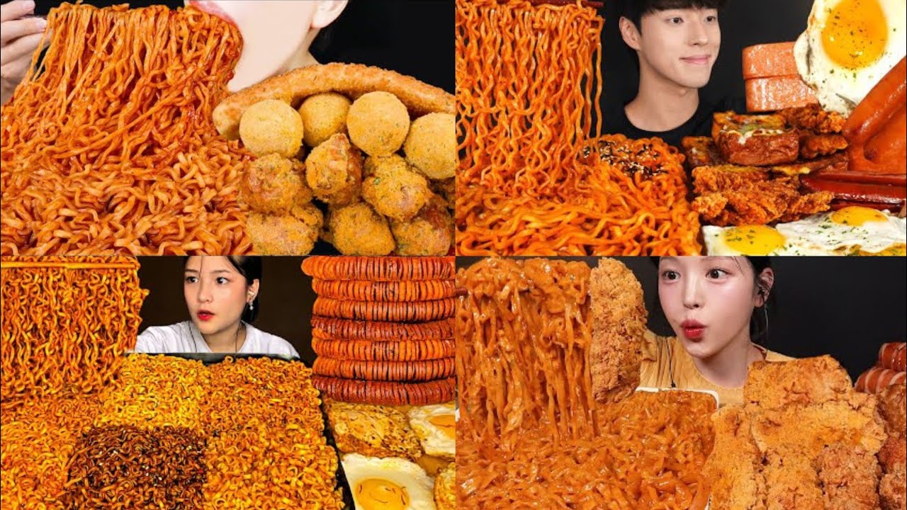2× SPEED 🔥 Spicy Noodles Ramyun Mukbang Compilation ASMR 