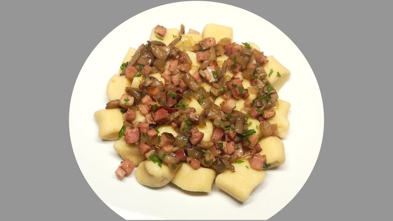 Bramborové noky s houbami a slaninou recept