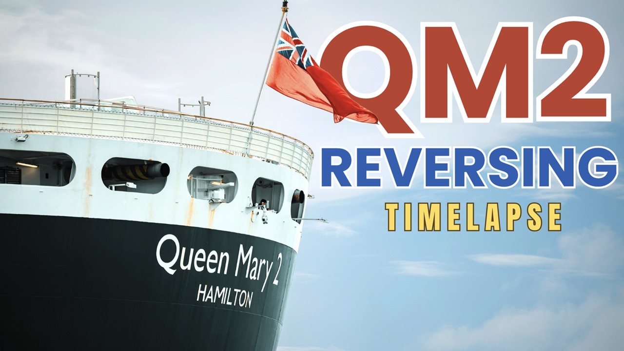 Queen Mary 2 Docking in Brisbane Australia | Watch QM2 Reverse Into Port (Timelapse)