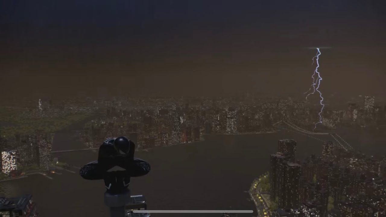 Marvel's Spider-Man 2: Physics Based Web-Swinging in Rainy Night | Swing Assist Off - No HUD/Music